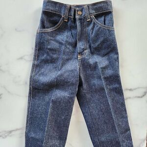 Kids unisex 70's vintage retro denim dark blue jeans high waist 2-4 year 100% co